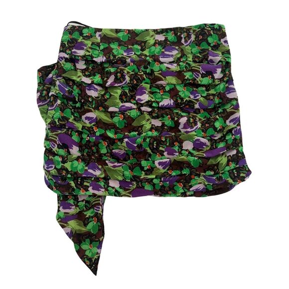 Zara Women’s Faux Wrap Floral Side Ruched Mini Skirt Size Small - Picture 2 of 7